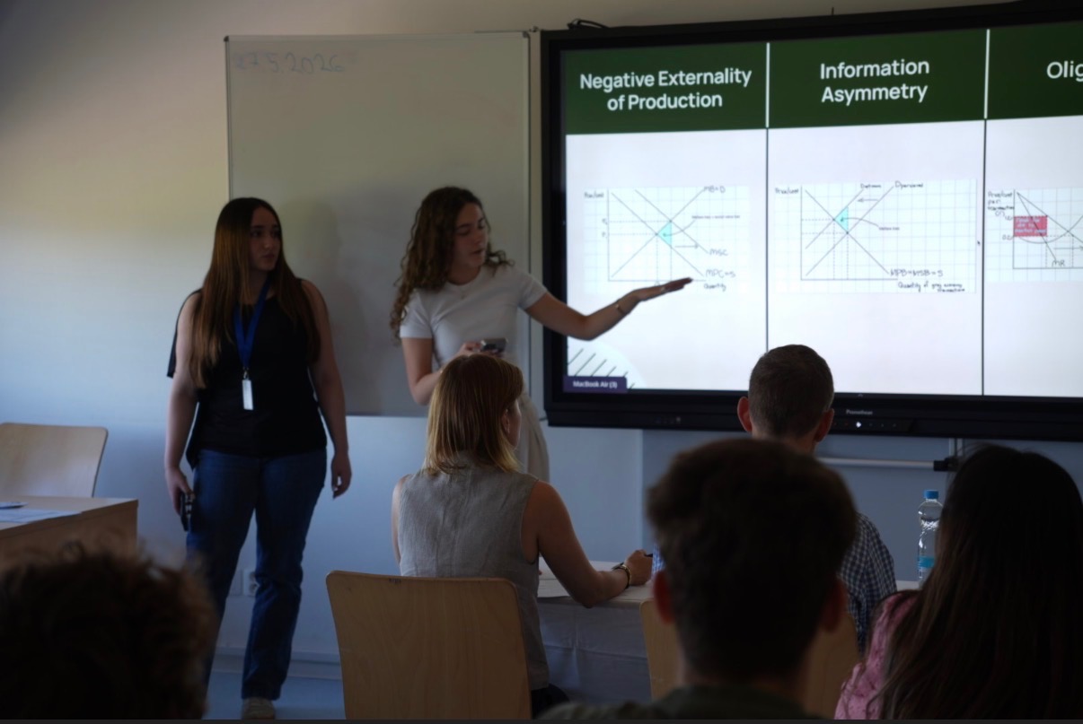 A team presenting its case solution to the judges at the 2026 edition